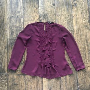 Banana Republic Maroon Ruffle Blouse